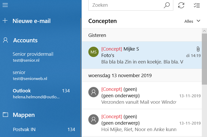 Voorbeeld concept e-mails